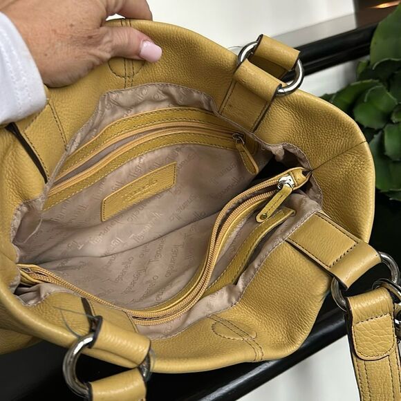 Tignanello, genuine, leather shoulder, handbag purse, mustard, yellow like new - Picture 9 of 10